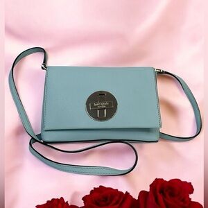 Kate Spade Newbury Lane Sally Small Crossbody Bag Turquoise Turnlock Purse